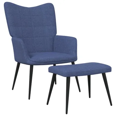 Produktbild von Relaxsessel mit Hocker Blau Stoff
