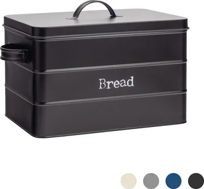 Produktbild von Harbour Housewares Industrielle Brotkasten - Vintage Style Stahl Küche Storage Caddy mit Deckel - Schwarz