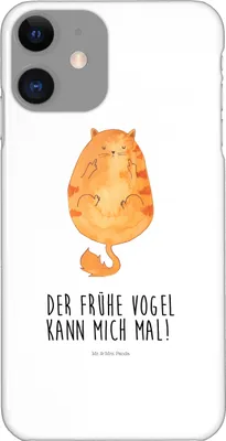 Produktbild von Mr. & Mrs. Panda Iphone 11 Handyhülle Katze Frühaufsteher - Weiß - Geschenk, Hülle, Tiger, Verschlafen, Handy Schutzhülle, Katzen, Cover, XR, Genervt, Mittelfinger