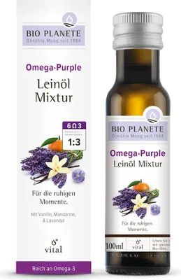 OMEGA PURPLE - MIESZANKA Z OLEJEM LNIANYM (MANDARYNKA, WANILIA, LAWENDA) BIO 100 ml - BIO PLANETE