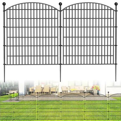 Metall-Gartenzaun 73x81 cm, 10-teilig, dekorativ, robust, Stahl