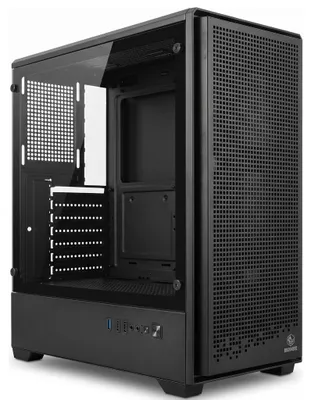 Produktbild von BROONBEE A-3607 Gaming PC-Gehäuse Midi-Tower Schwarz, Mesh-Front, Tempered Glass, Micro-ATX/ATX/E-ATX, GPU bis 330 mm, 8x 120 mm Lüfterplätze, USB 3.0