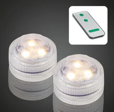 Produktbild von Unterwasser Licht 2er Set warmweiß batteriebetrieben IP68 LED Teelichter wasserdicht