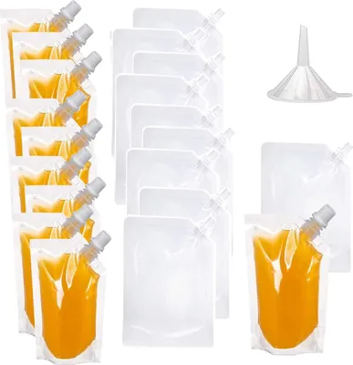 Produktbild von Transparente Trinkflaschen-Set - 20 Kunststoff-Trinkflaschen mit Trichter für Wein, Camping und Festivals