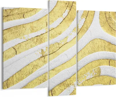 Produktbild von Bild auf Leinwand - Leinwandbild - 3 Teile - Abstraktion Gold Weiß - 95x80cm - Wand Bild - Wanddeko - Wandbilder - Leinwanddruck - Bilder - Wanddekoration - Leinwand bilder - Wandbild - CB95x80-4511
