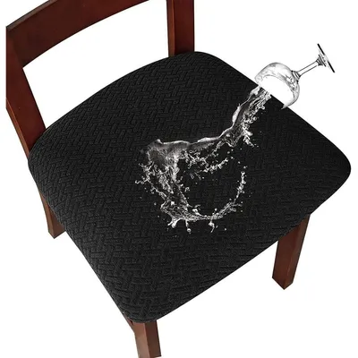 Productafbeelding van Stoelhoes set van 6, waterdicht, afneembaar, wasbaar, elastisch, zwart. Geschikt voor stoelen met een zitvlak van 35-45 cm