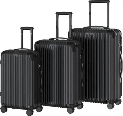Immagine prodotto di Royal Swiss - Set di valigie - Chiusura a combinazione - Valigia leggera - 4 ruote - Nero