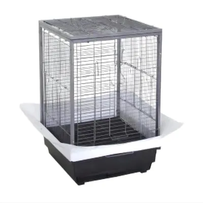 Produktbild von Metall Papageienkäfig 60 cm – für Papagei, Wellensittich & Nymphensittich – Vogelkäfig mit herausziehbarer Schublade & Griff – Schwarz