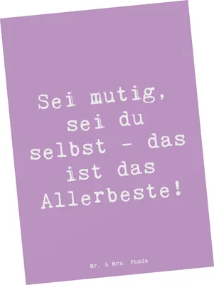Produktbild von Mr. & Mrs. Panda Postkarte Spruch Mutig zu sich selbst stehen - Lavendeltraum - Geschenk, Ansichtskarten, bildkarte, Ansichtskarte, Lebensfreude, Vertrauem, Zuversicht