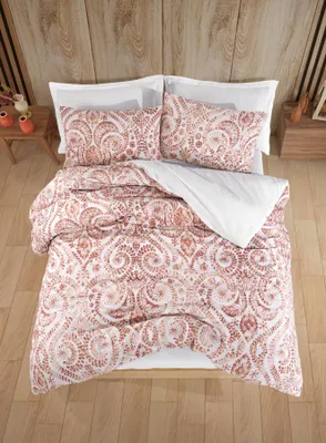 Produktbild von L'Essentiel Linge de Maison, Loop - Tile Red, Einzelbettbezug-Set (FR), Fliese Rot, 65 % BAUMWOLLE / 35 % POLYESTER, 140 x 200 cm