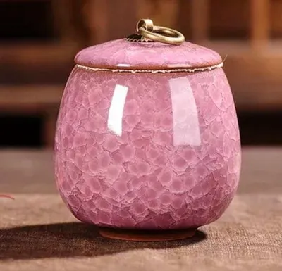 Image de Urne en céramique au motif diamant, rose, 170 ml, petite urne pour animaux
