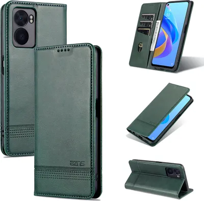 Image de Oppo A57 5G Housse en cuir, étui à rabat Portefeuille Fermeture magnétique Ständer Housse de protection pour Oppo A57 5G Vert