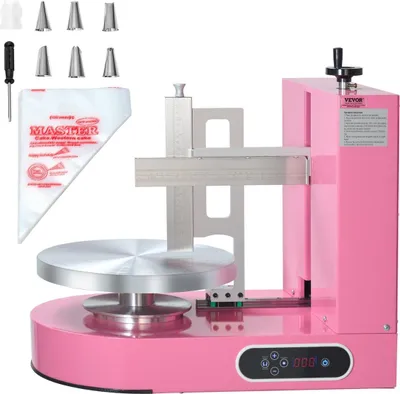 Productafbeelding van Taartdecoratiemachine voor het aanbrengen van glazuur, geschikt voor taarten van 15 tot 36 cm diameter, kleur: roze