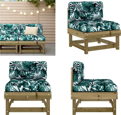 Produktbild von vidaXL Mittelsofa mit Kissen Kiefernholz Imprägniert - Mittelsofa - Mittelsofas - Gartensofa - Outdoor Sofa