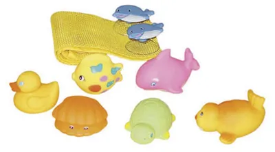Produktbild von Badewannennetz mit Schwimmtieren 6-teilig