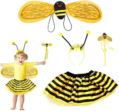Productafbeelding van Kinderbijenkostuum 4-delig, maat 2-5 jaar, voor carnaval