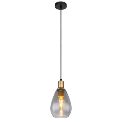 Produktbild von Pendelleuchte, Metall schwarz, Glas rauch, H 120 cm