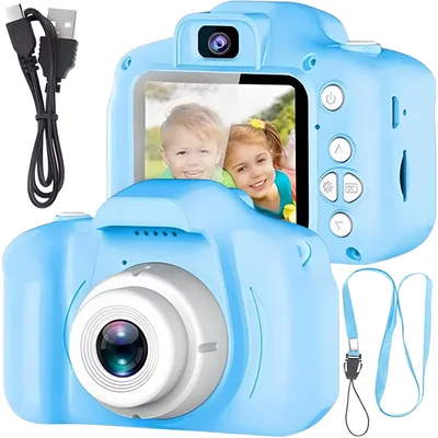 Produktbild von Kinderkamera HD Kids Kinder Digitalkamera Student Fotoapparat für 3-10 Jahre Selfie Video 2 Zoll LCD Bildschirm Geburtstag Geschenk 3MP 1080P Blau Retoo