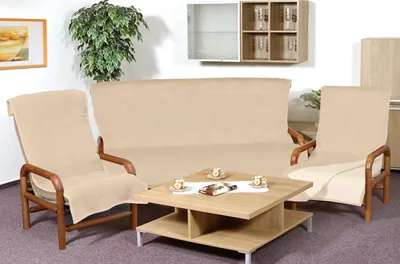 Produktbild von Bezug für Sofagarnitur Kira PLUS 3+1+1 dunkelbeige/hellbeige