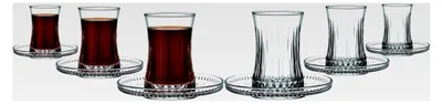 Produktbild von Türkisches Teegläser Set 170 ml, 12-teilig (6 Teegläser, 6 Untertassen)