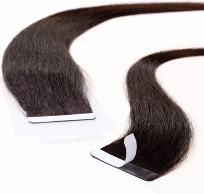 Immagine prodotto di hair2heart Nastri per extension di capelli umani lisci - 10 strisce 2,5 g 50 cm marrone scuro