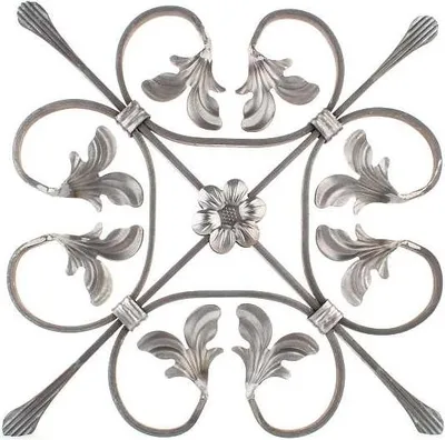 Produktbild von LogistSystem - Schmiedeeisen Ornament Eisen geschmiedet 340x340mm - z.B. als Element für Fenstergitter - Geländer - Zaun - Tor - Rosetten - Gitter 13.009