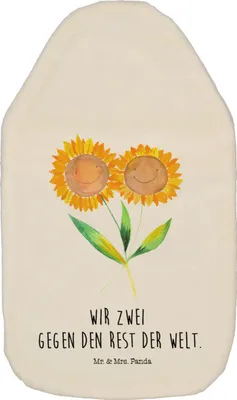 Produktbild von Mr. & Mrs. Panda Wärmekissen Blume Sonnenblume - Weiß - Geschenk, Wärmflasche, Vertrauen, Freundin, heißwasserbeutel, Lieblingsmensch, Garten, Sonnenblumen, mit Bezug