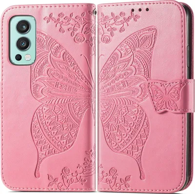 Produktbild von Mobigear Butterfly  OnePlus Nord 2 Hülle Klapphülle Geldbörse - Pink