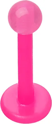 Produktbild von viva-adorno 1,2 x 8 x 3mm Labret Stecker Lippenpiercing Tragus Piercing Ohrpiercing Bioflex Kunststoff Z450, pink