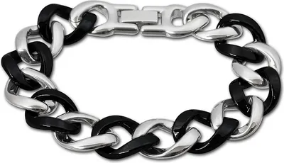 Immagine prodotto di Bracciale Amello acciaio inox Vetroceramica armatura argento nero gioielli da donna ESAX10S