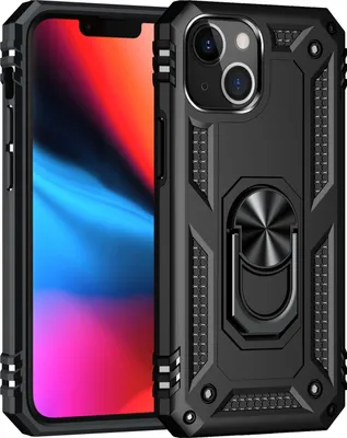 Produktbild von Mobigear Armor Ring iPhone 13 Hülle Hardcase Backcover Stoßfest mit Ringhalter - Schwarz