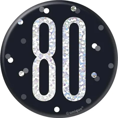 Image de Unique Party - Prismatique - Insigne, 80. SG38489 (Taille unique) (Noir/Argent)