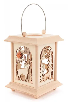 Zdjęcie produktu dla Lampion stołowy leśne zwierzęta ze szklanym wkładem WxHxD = 12x17x12cm NOWOŚĆ