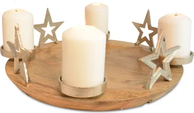 Produktbild von Riffelmacher Adventskerzenhalter "Runder Teller mit Sternen" 70338 | 38x13cm