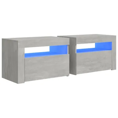 Obrázek produktu pro Noční stolky 2 ks s LED osvětlením betonově šedé 60x35x40 cm