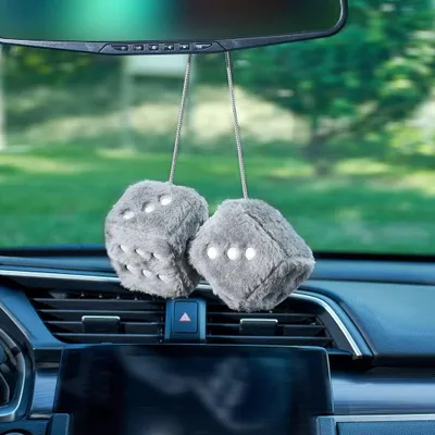 Imagen del producto de Espejo cubo, de felpa, 7,5 cm, diseño retro, para el interior del coche