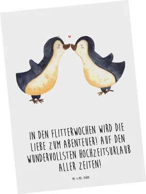 Produktbild von Mr. & Mrs. Panda Postkarte Flitterwochen Abenteuer - Weiß - Geschenk, Ansichtskarten, Geschenke, Ansichtskarte, Liebe, Brautpaar, Heirat, Heiraten, Grußkarte, bildkarte
