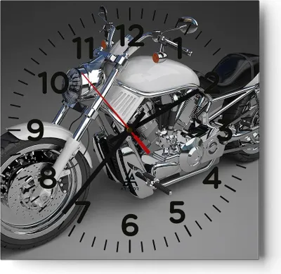 Produktbild von Wanduhr - Quadrat - Glasuhr - Motorrad Geschwindigkeit Motor - 30x30cm - Schleichendes Uhrwerk - Lautlos - zum Aufhängen bereit - Dekoration Modern - Wanddekoration aus Glas - C4AC30x30-0516