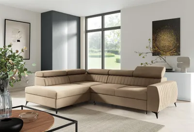 Produktbild von Ecksofa Schlafsofa Sofa TORONTO Stoff Element Beige Ottomane Links