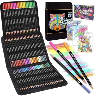 Produktbild von Buntstifte Set 72 Farben mit Malbuch und Reißverschlusstasche