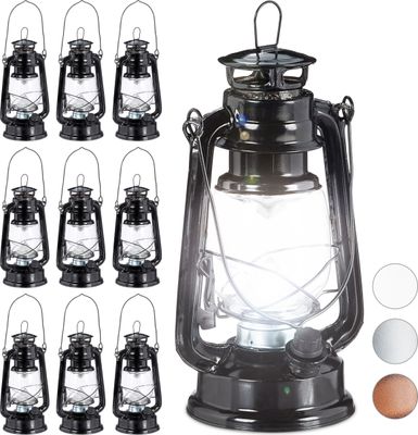 relaxdays 10 x Sturmlaterne LED schwarz