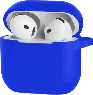 Obrázek produktu pro Pouzdro Jumada, kompatibilní s Apple AirPods 4, silikonové pouzdro s klipem - modré