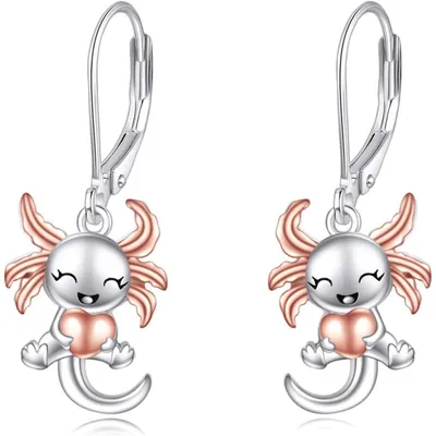 Immagine prodotto di Orecchini in argento sterling 925, design unicorno, bradipo, axolotl, con chiusura a leva, per donne e ragazze