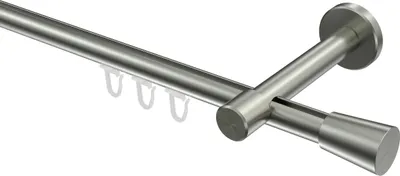Produktbild von Interdeco Innenlaufstange / Gardinenstange mit Innenlauf Edelstahl-Optik, Typ Sinux Carelli (Konus), 16 mm Ø 1-läufig, 280 cm