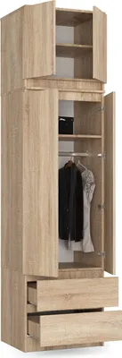 Immagine prodotto di Armadio BDW con mobile superiore, armadio a 4 ante, rovere Sonoma
