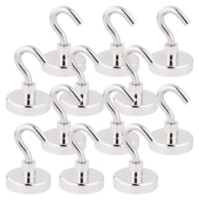Produktbild von Magnethaken: 12er-Set mit 38 kg Haftkraft und 32 mm Durchmesser