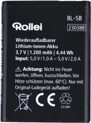 Zdjęcie produktu dla Rollei 40524, Bateria, Litowo-jonowa (Li-Ion), 0,75 Ah, 3,7 V, Rollei, Compactline 10x, Compactline Pocket