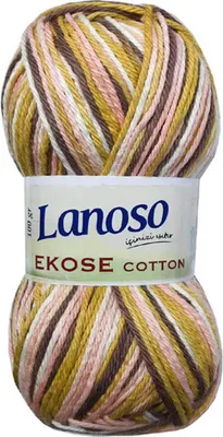 Produktbild von 100g Strickgarn Lanoso Ekose Baumwolle mehrfarbig Strick-Wolle Häkelgarn Farbverlauf, Farbe:803 mehrfarbig