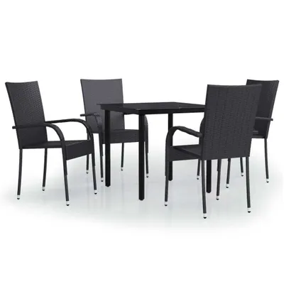 Produktbild von vidaXL 5-tlg. Garten-Essgruppe Schwarz