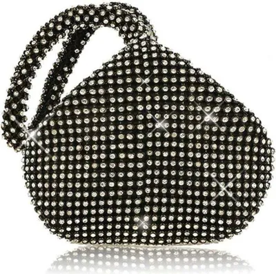 Produktbild von Neu Dreieck Full Strass Damen Abend Clutch Bag Party Prom Hochzeit Geldbörse (Schwarz)